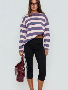 Lioness Blue Tee with Red & White Stripes